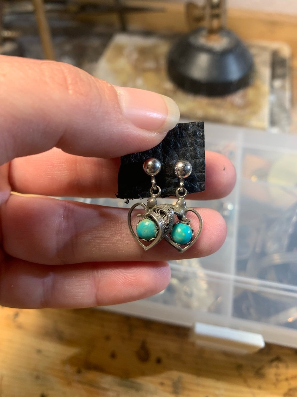 Sterling silver turquoise heart earrings